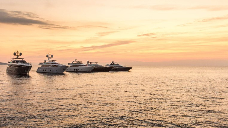 Yachts at sunset